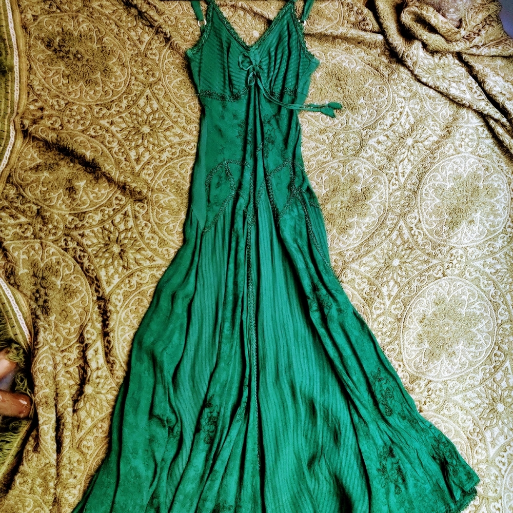 Bohemian Gypsy green dress